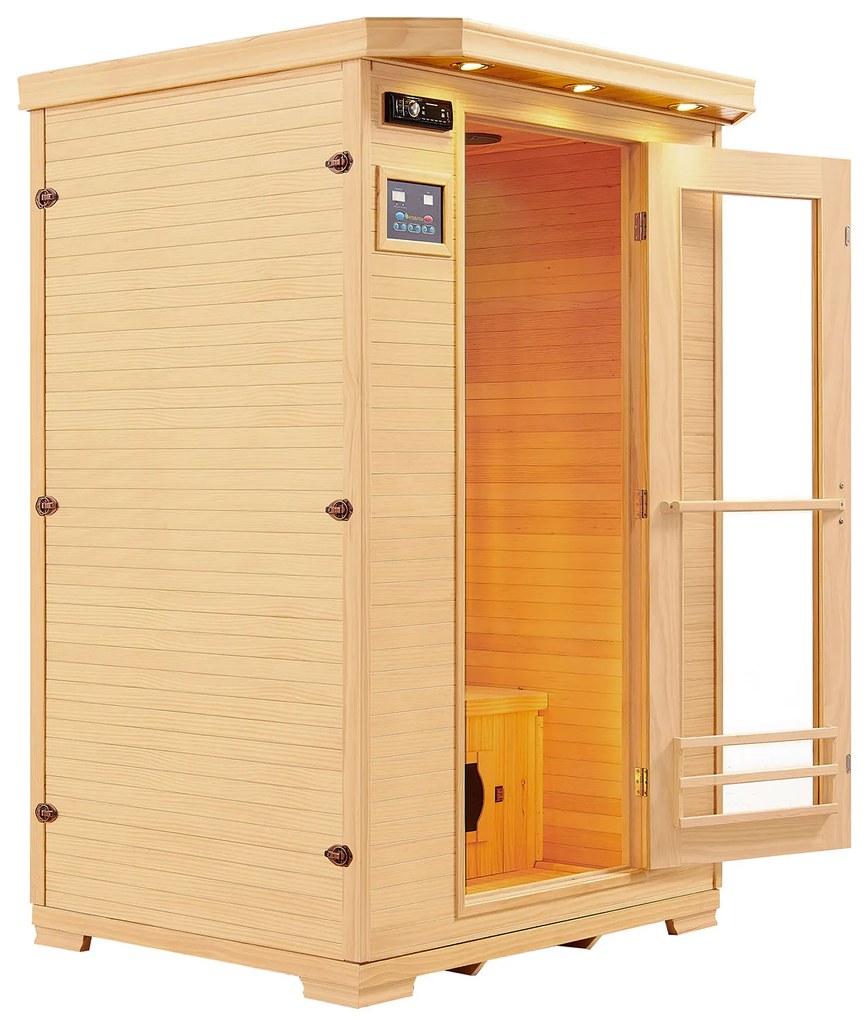 Infračervená sauna/ tepelná kabína Oslo s plnospektrálnymi žiaričmi a drevom Hemlock