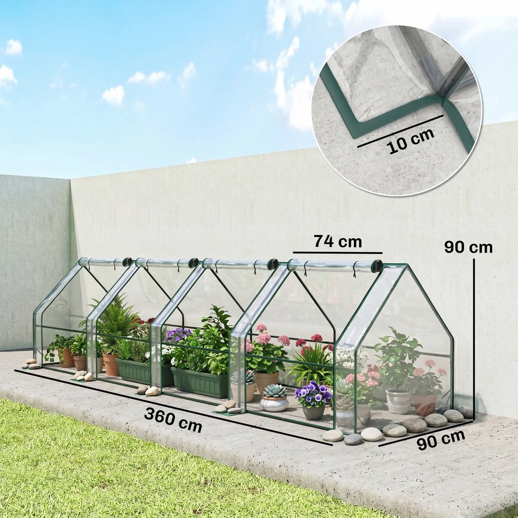Outsunny Mini Seră Portabilă Tunel pentru Plante și Flori cu Uși Rulabile cu Fermoar, Transparentă | Aosom Romania