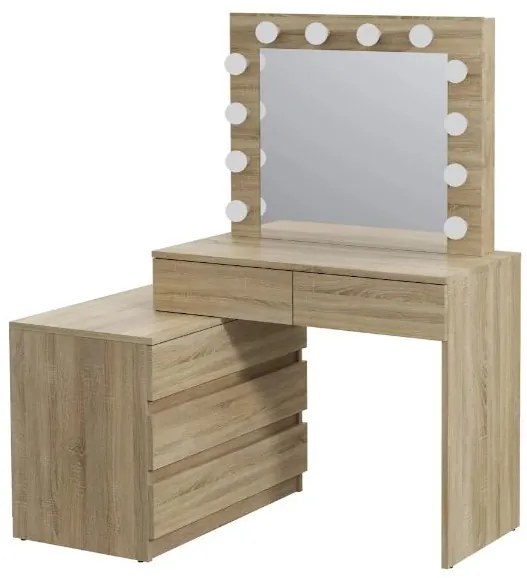 Masă de toaletă cu oglindă LED Nicole stejar craft