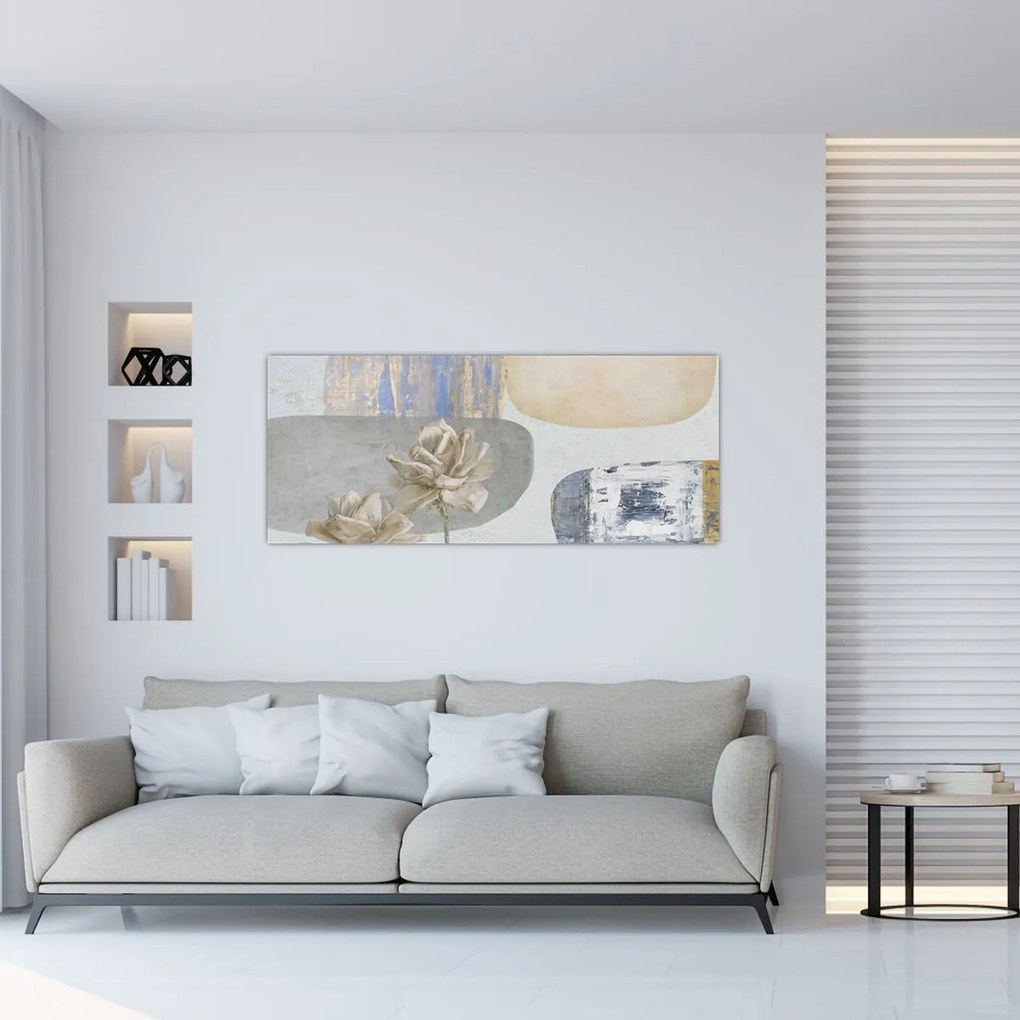 Tablou - Pictură flori și texturi (120x50 cm)