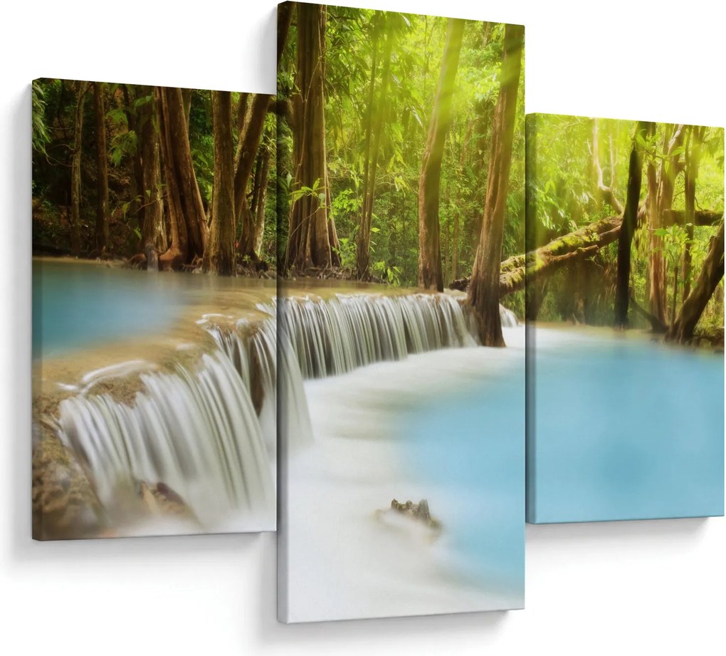 Tablou cu cascada Huai Mae Kamin în pădure (90x60 cm)