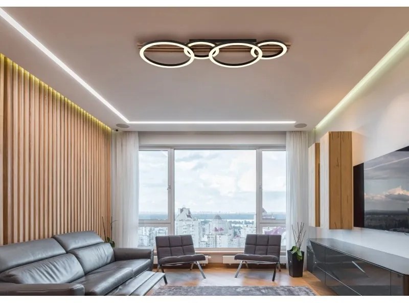 Plafoniera LED riflaj cu efect de lemn TISHA