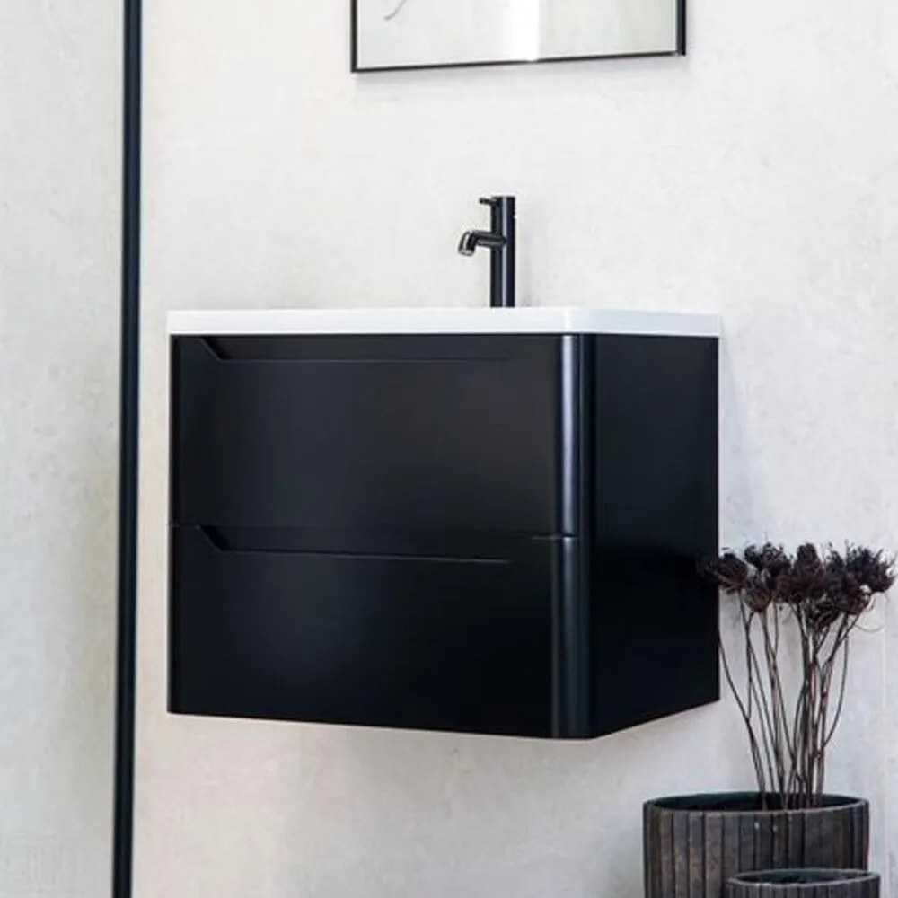 Dulap baza suspendat Rune Laguz 2 sertare 60 cm negru mat