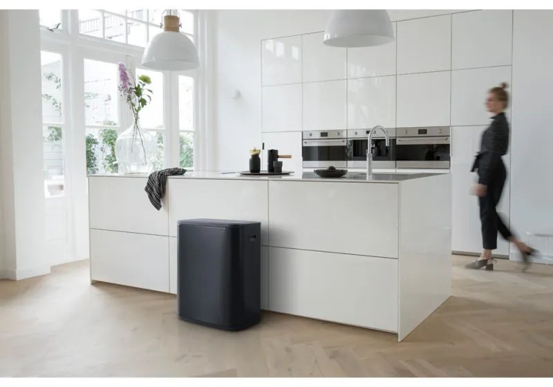 Coș Brabantia Bo Touch 1003218, 2x30 l, Deschidere lină și silențioasă, Deschidere mare, Negru mat