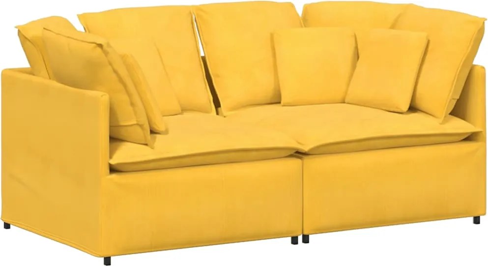 vidaXL Canapea modulară cu perne, galben deschis, țesătură velur