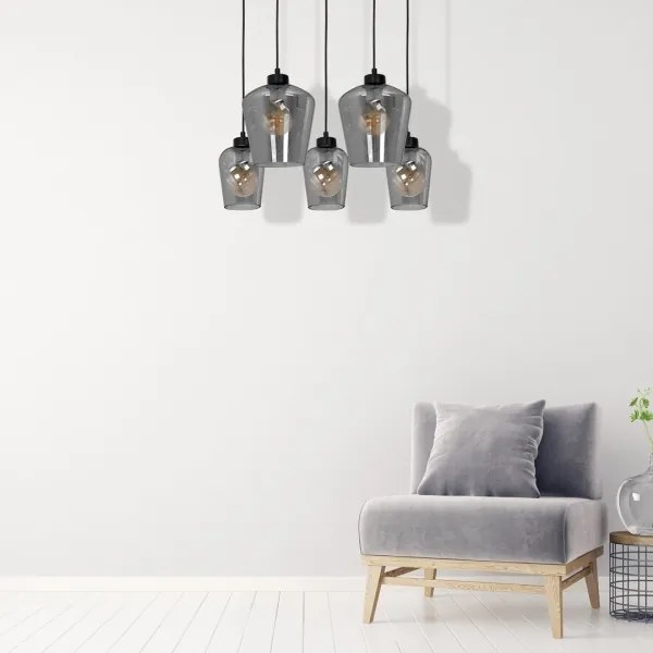 Lustră pe cablu SANTIAGO 5xE27/60W/230V negru