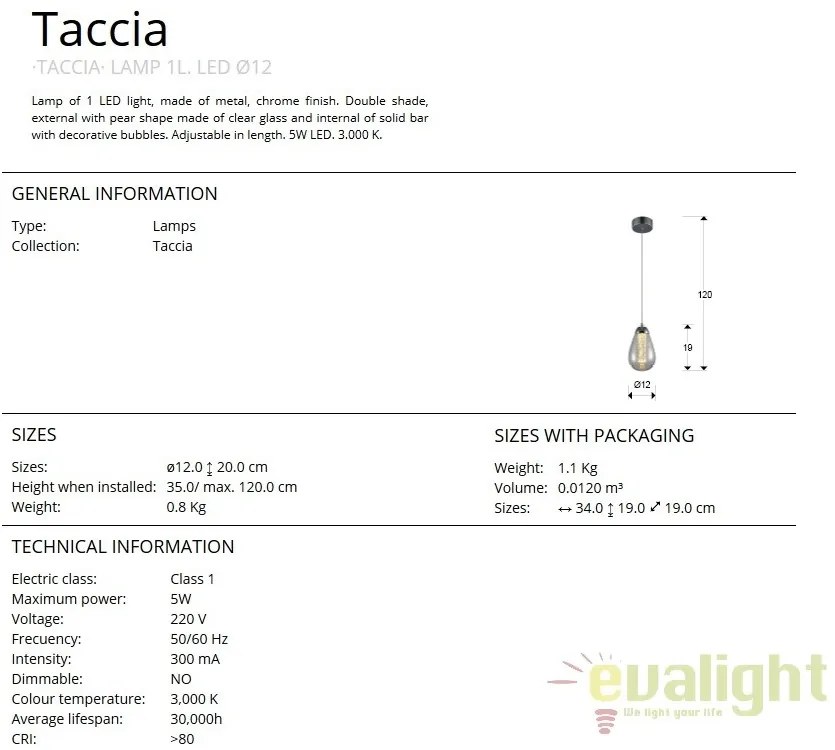 Pendul LED design modern Taccia SV-394318