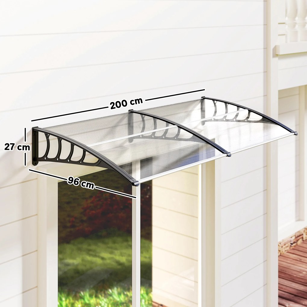 Outsunny Copertina moderna din PP, 200x96x27 cm, negru | Aosom Romania