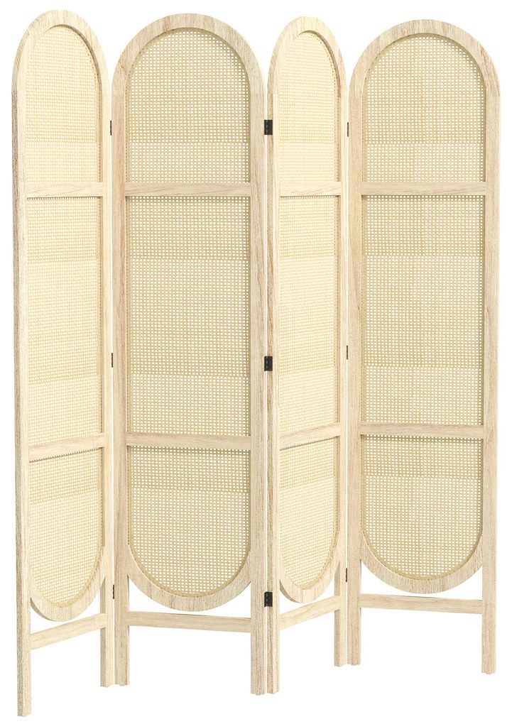 HOMCOM Paravan interior din lemn, 4 panouri, 170 x 160 cm, pliabil si portabil, model impletit manual, lemn natural | Aosom Romania