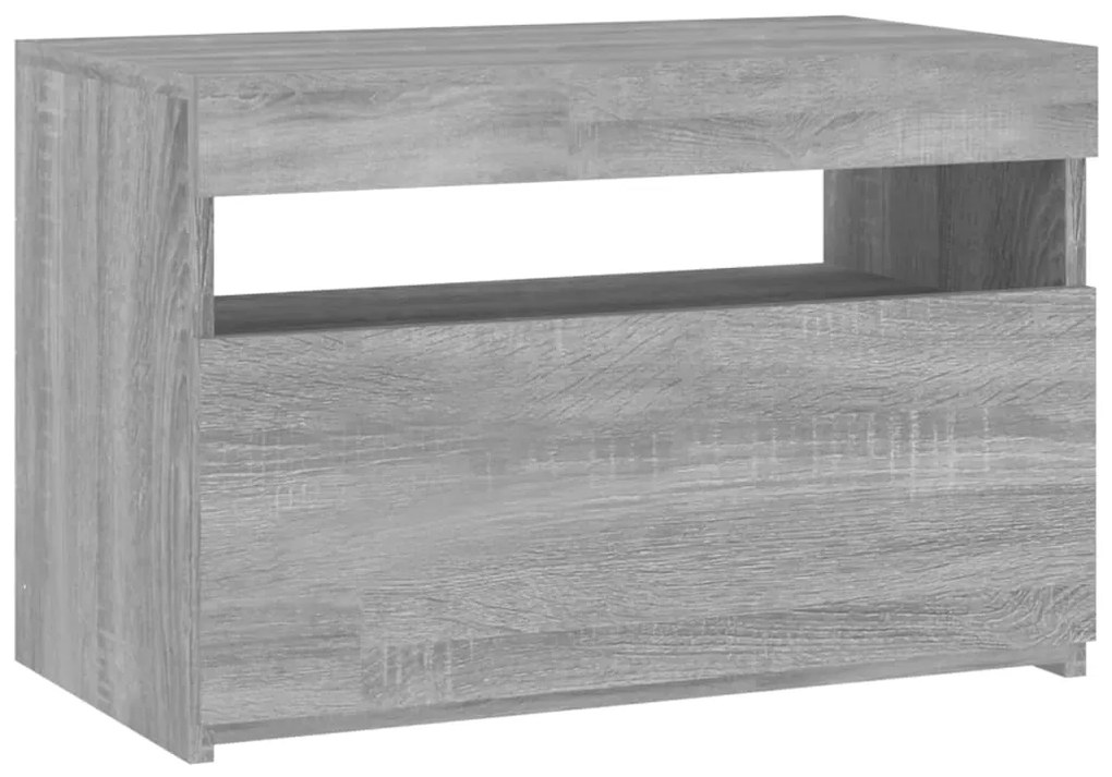 815680 vidaXL Comodă TV cu lumini LED, gri sonoma, 60x35x40 cm