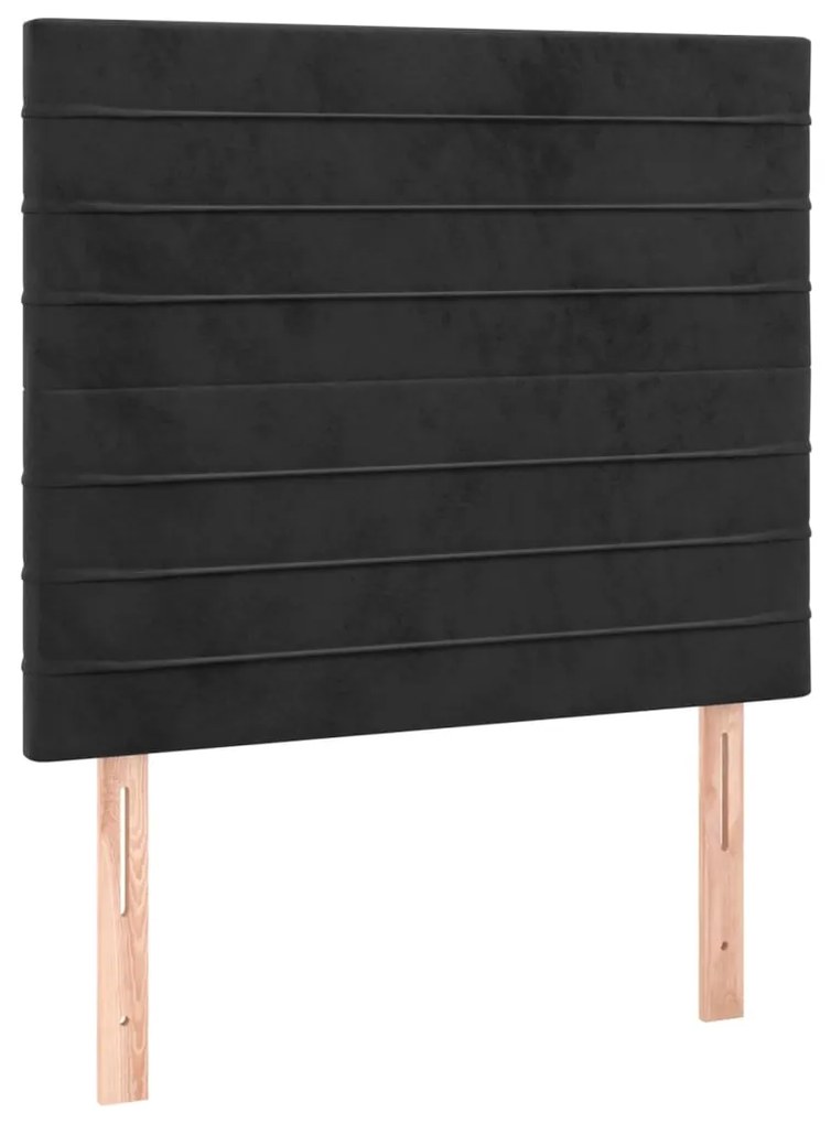 Cadru de pat cu tablie, negru, 100x200 cm, catifea Negru, 100 x 200 cm, Benzi orizontale