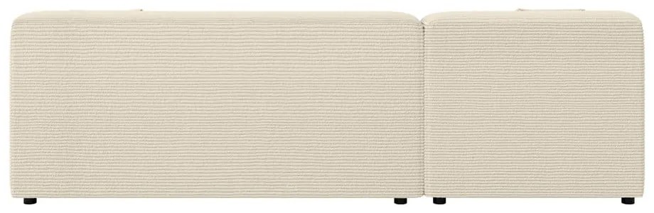 Colțar bej-crem cu tapițerie din catifea reiată (cu colț pe partea stângă, cu șezlong) Martin – Ropez