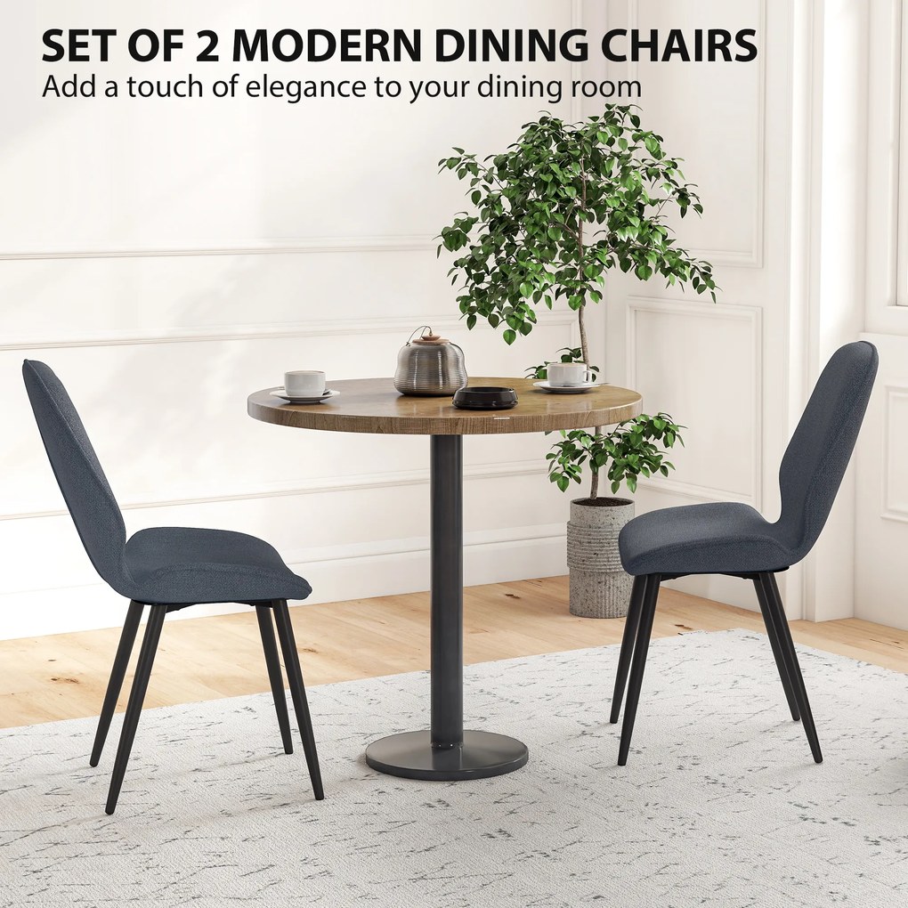 HOMCOM Scaune Tapitate Metalice, Gri Modern | Aosom Romania