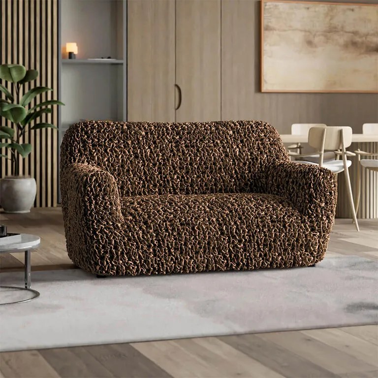Huse bielastice VELVET maro fotoliu dublu (l. 120 - 160 cm)