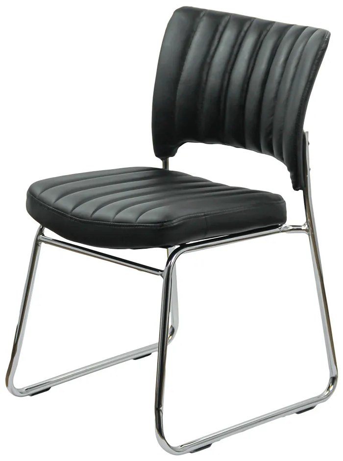 Scaun vizitator negru HRC 613 din piele ecologică și cadru cromat