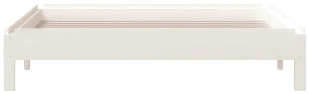 Pat stivuibil, alb, 100x200 cm, lemn masiv de pin Alb, 100 x 200 cm