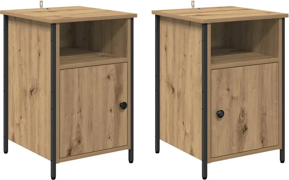 vidaXL Dulap de noapte 2 pcs Stejar Artizanal 40 x 42 x 60 cm