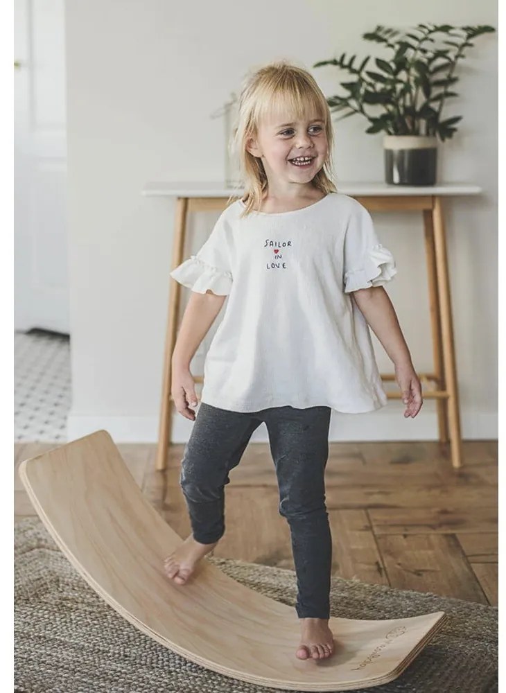 Placă de echilibru în culoare naturală din lemn de pin 80x30x18 cm Montessori – Meowbaby