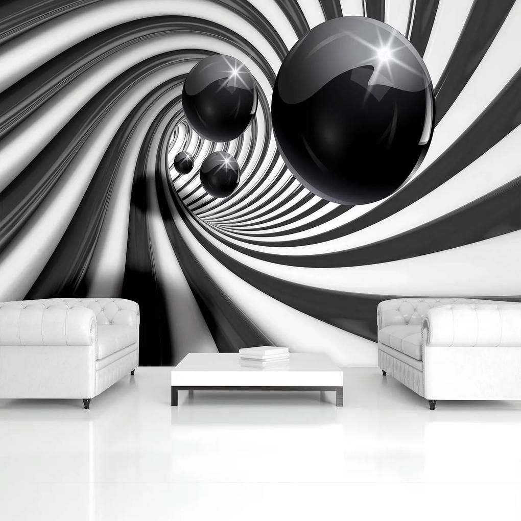 Fototapet - 3D tunel alb negru (152,5x104 cm), în 8 de alte dimensiuni noi