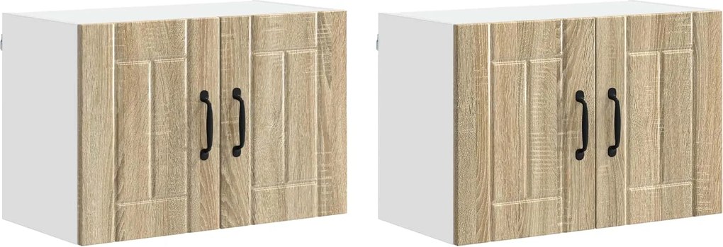 vidaXL Dulapuri de perete pentru bucătărie cu ușă 2 pcs Stejar Sonoma