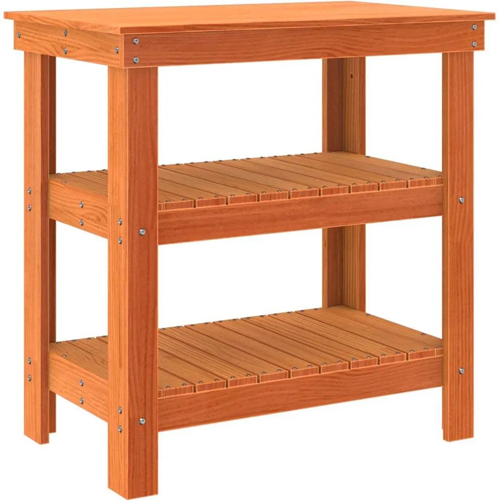 vidaXL Banc de lucru Maroniu cerat 78,5 x 50 x 80 cm Lemn de pin masiv
