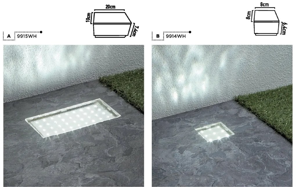 Spot LED incastrabil de exterior dreptunghiular IP68 Outdoor 9915WH SRT