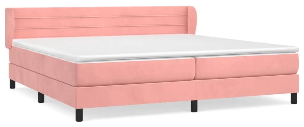 3127576 vidaXL Pat box spring cu saltea, roz, 200x200 cm, catifea