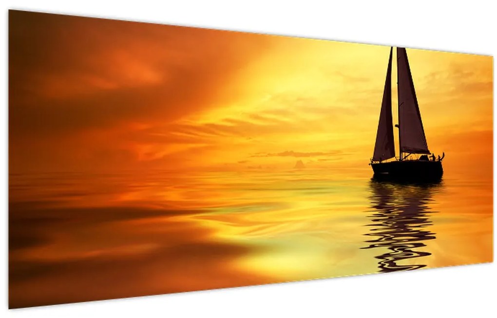 Tablou - Sailboat la apus de soare (120x50 cm)