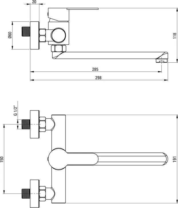Lupo Baterie pentru bucătărie, montare pe perete Finisaj: Oțel periat BLU_F80M