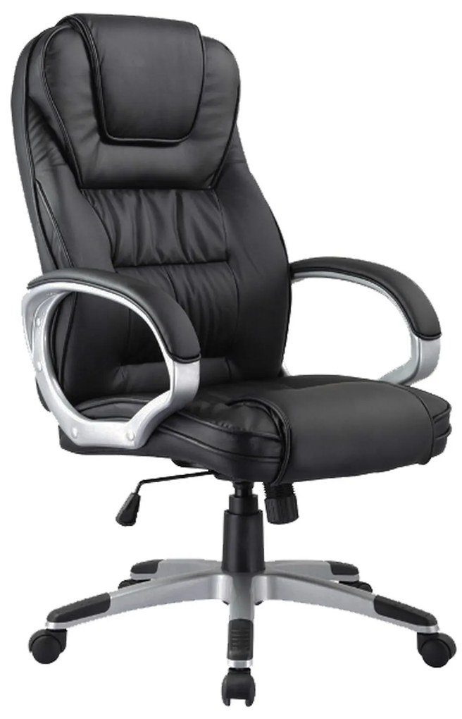 Scaun de birou Q-031, negru, piele ecologica, 64x48x112/120 cm