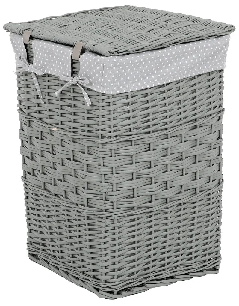 Set de coșuri de răchită pentru rufe Buline gri 2 bucăți, 2 dimensiuni, 40 x 60 x 40 cm