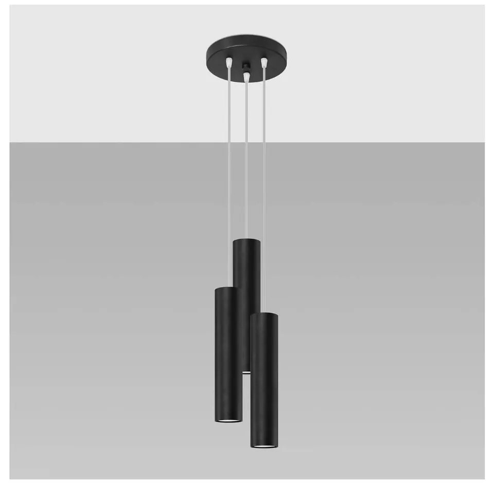 Lustră pendul neagră ø 6 cm Castro – Sollux