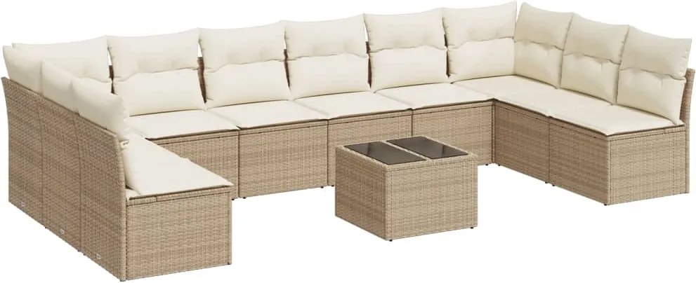 vidaXL Set canapele de grădină cu perne, 11 piese, bej, poliratan