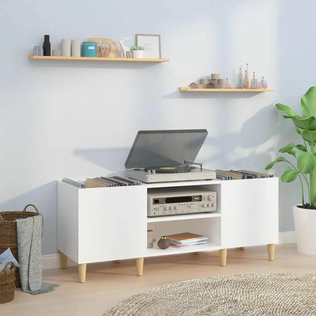 vidaXL Dulapuri pentru discuri alb lucios 121x38x48 cm, lemn prelucrat