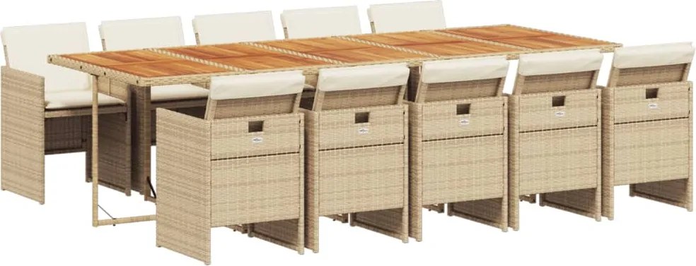 vidaXL Set mobilier de grădină cu perne, 11 piese, bej, poliratan