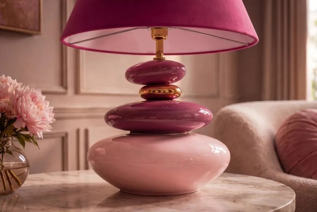 Lampa de masa decorativa STONES OF ECSTASY 60cm roz auriu