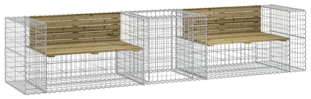 3196247 vidaXL Bancă de grădină & coș gabion, lemn de pin tratat