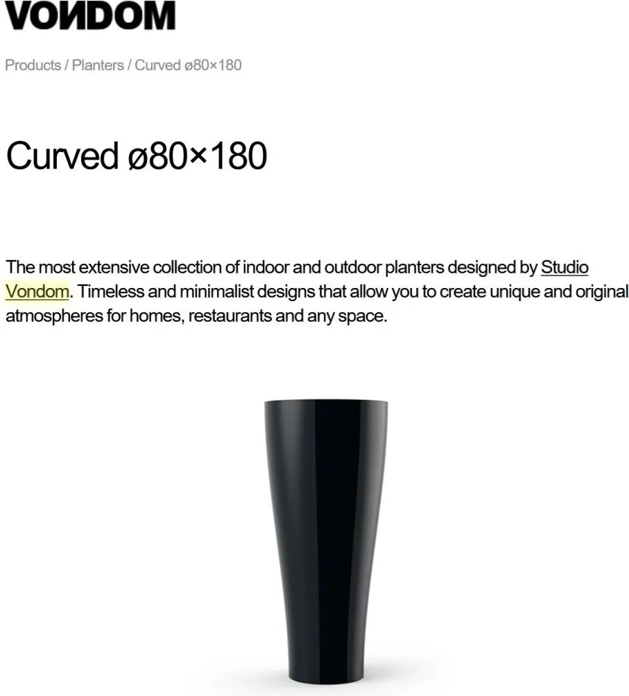 Ghiveci plante design decorativ modern exterior / interior CURVED 80x180cm
