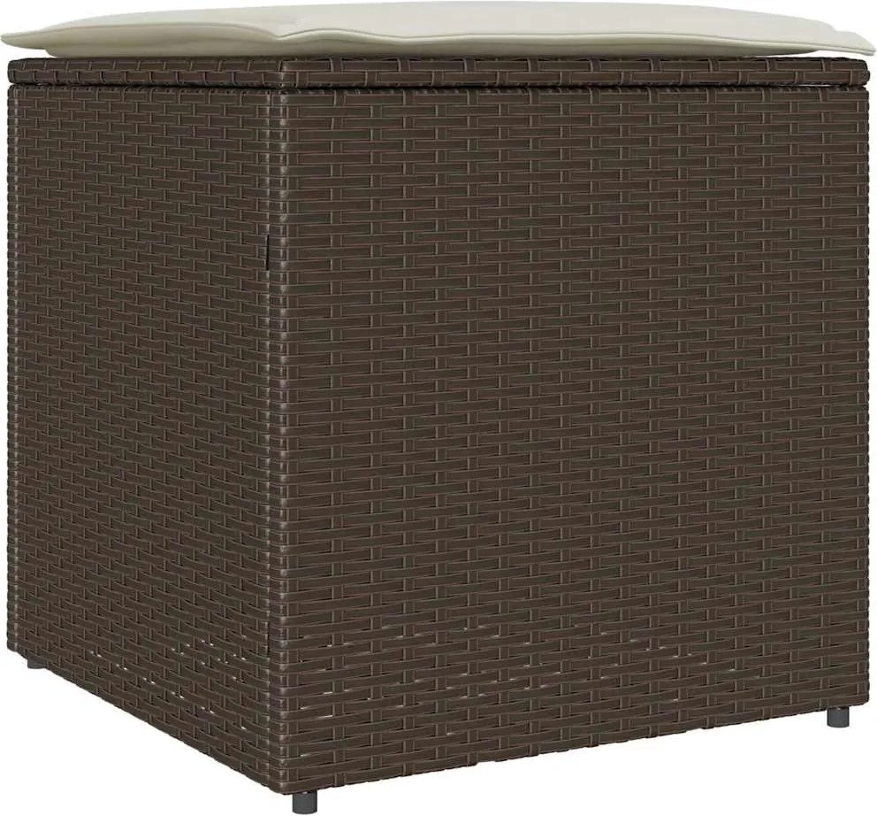 vidaXL Cutie pentru perne cu depozitare Maro 50 x 50 x 50 cm poliratan