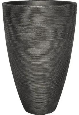 Ghiveci tip vază Geli, striat, plastic, Ø 40, H 60 cm, antracit