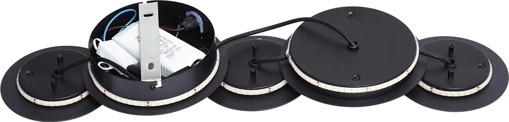 Lampă de perete modernă neagră incl. LED cu 3 trepte de intensitate luminoasă 5 lumini - Sunrise