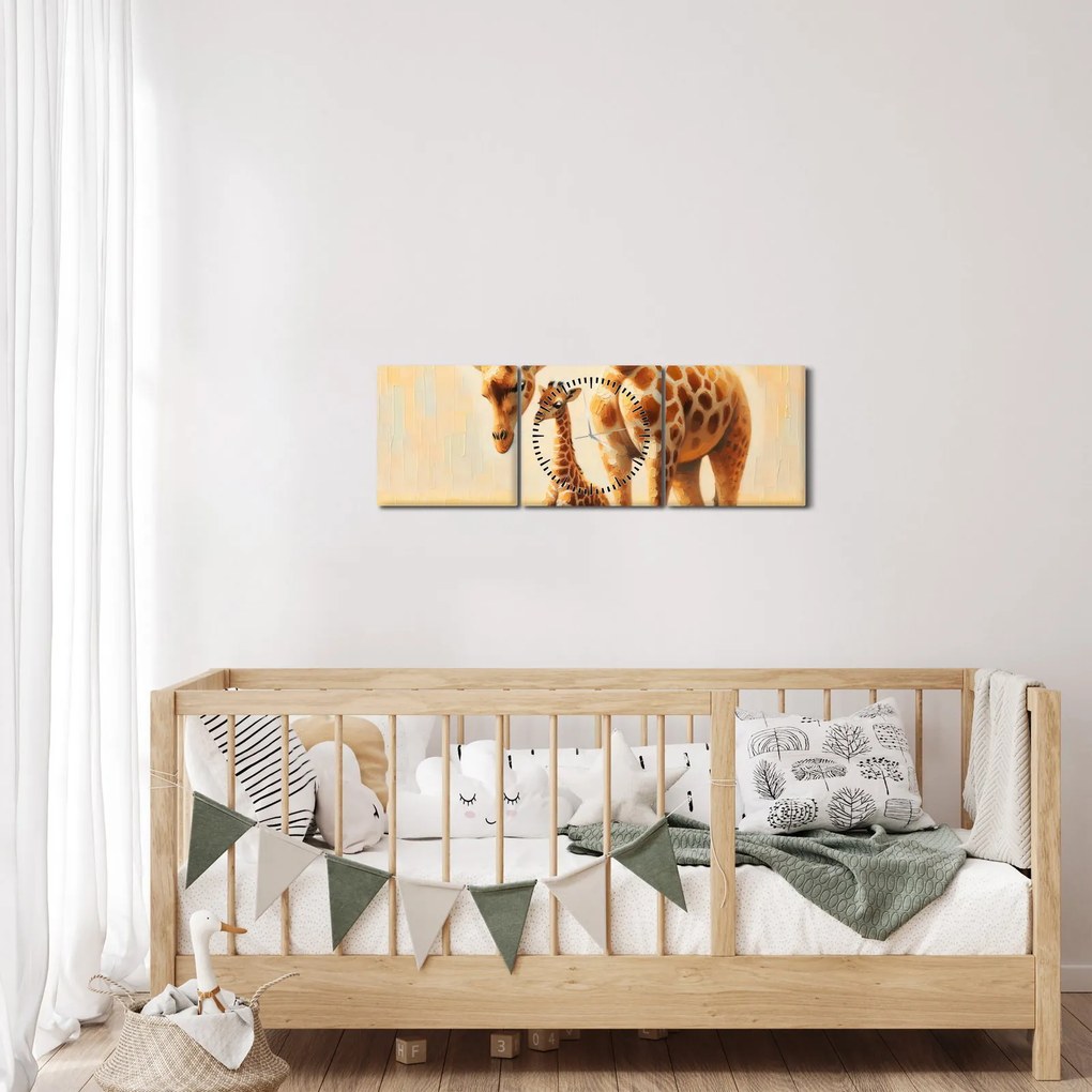 Tablou - Girafe (cu ceas) (90x30 cm)