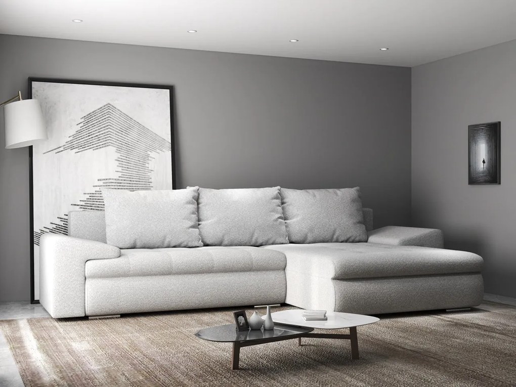 Colțar extensibil dumonde cu ladă de depozitare si sezut confortabil din spuma high-density, Leonardo Euphoria Dove 260x185 cm II