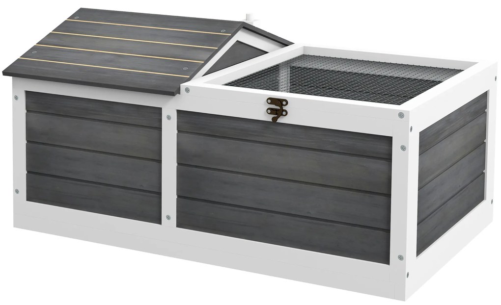 PawHut Casa Tarc pentru Animal Mic cu 2 Spații, 86 x 54 x 43 cm, Lemn de Brad | Aosom Romania