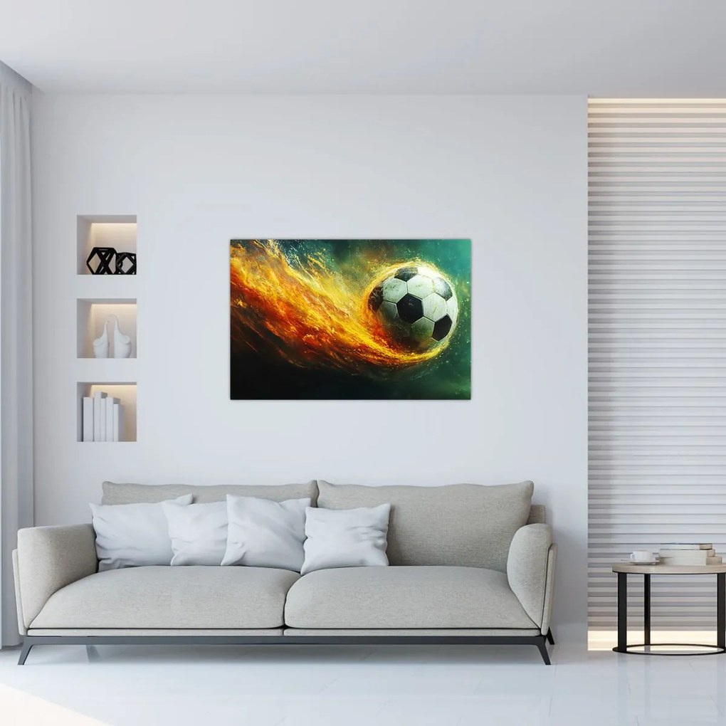 Tablou - Minge de Fotbal în Zbor (90x60 cm)