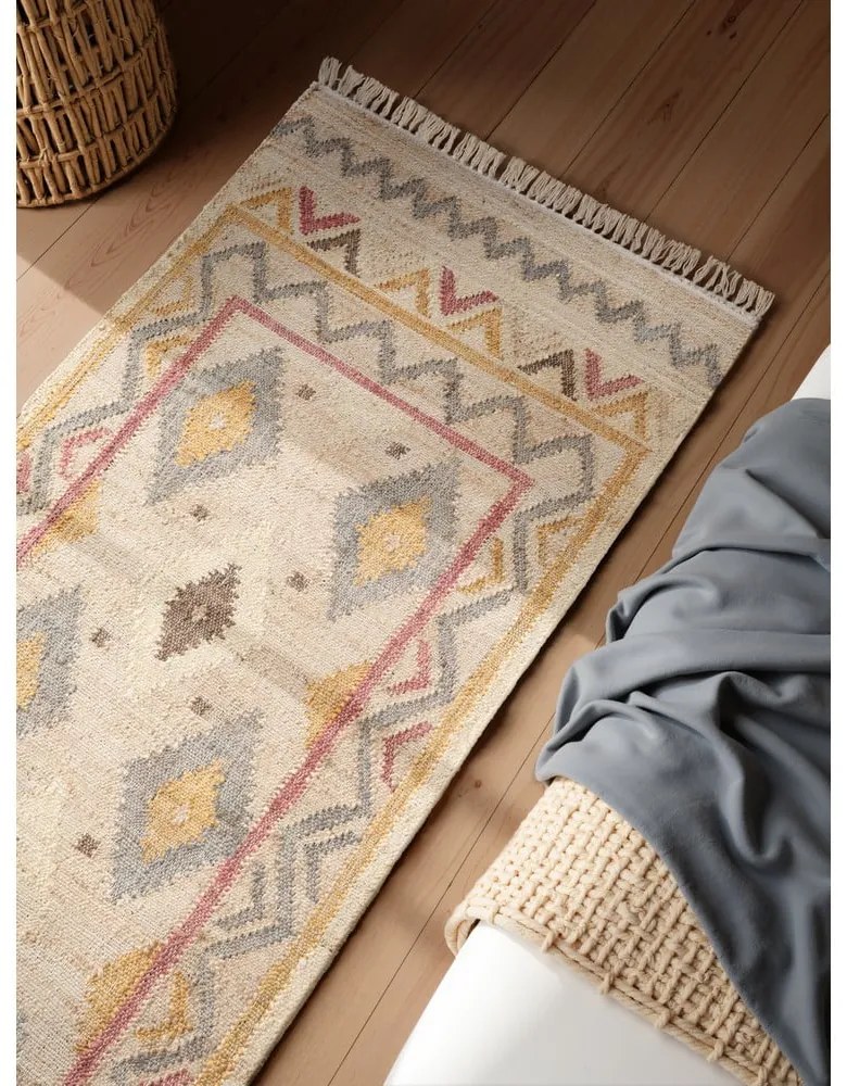 Covor tip traversă crem țesut manual din iută 80x200 cm Roya Imani – Elle Decoration