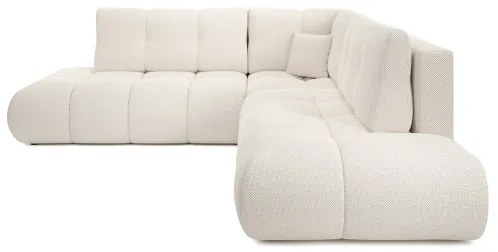 Colțar extensibil ALMADA, tapițat, în L, cu spațiu de depozitare, orientare stânga, bej