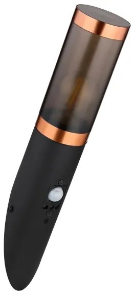 Aplică de exterior cu senzor Globo 3157BCS BOSTON 1xE27/15W/230V IP44 negru/cupru