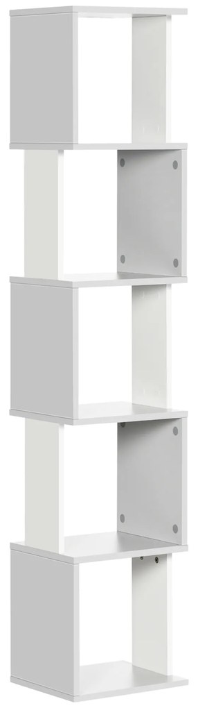 HOMCOM Bibliotecă raft Design Modern cu 5 Nivele - Depozitare Practică pentru Casă sau Birou, alb și gri | Aosom Romania