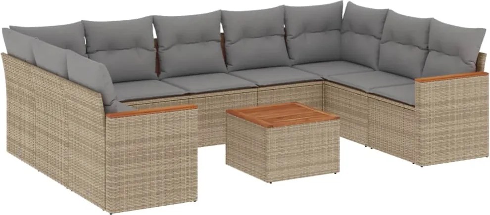 vidaXL Set canapele de grădină cu perne, 10 piese, bej, poliratan